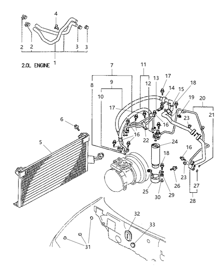 1999 Chrysler Sebring Coupe Plumbing - Condenser & Hoses Diagram 1 - Thumbnail