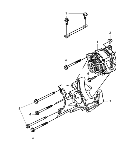 1998 Dodge Ram 2500 Regular Cab Alternator & Mounting Diagram 3 - Thumbnail