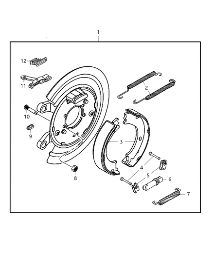 2011 Ram 1500 Parking Brake Shoes, Rear Diagram for 68001472AB