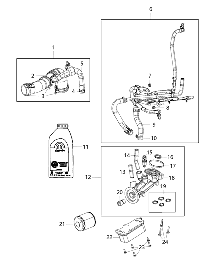 2017 Ram 4500 Engine Oil , Engine Oil Filter Adapter And Cooler Diagram 1 - Thumbnail
