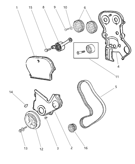 1998 Chrysler Sebring Convertible Timing Belt & Cover Diagram 2 - Thumbnail