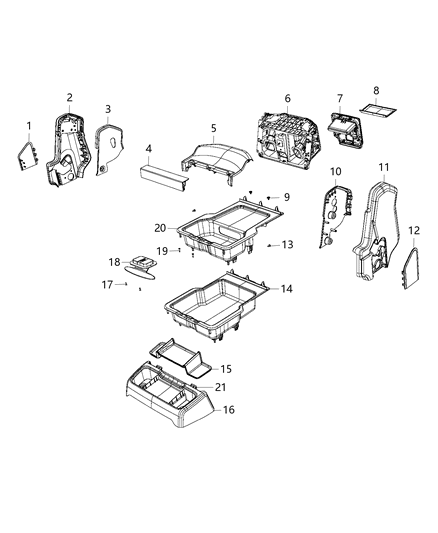 2020 Ram 1500 New Style Plastics, Risers And Frames - Center Seat Diagram 2 - Thumbnail