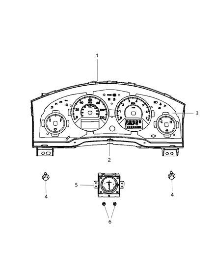 2010 Dodge Grand Caravan Cluster Instrument Panel Diagram for 5172806AC