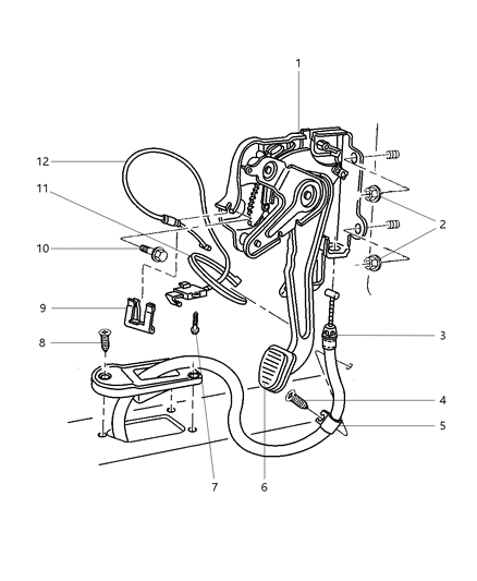 1997 Dodge Ram 2500 Parking Brake Control Diagram for 52009245