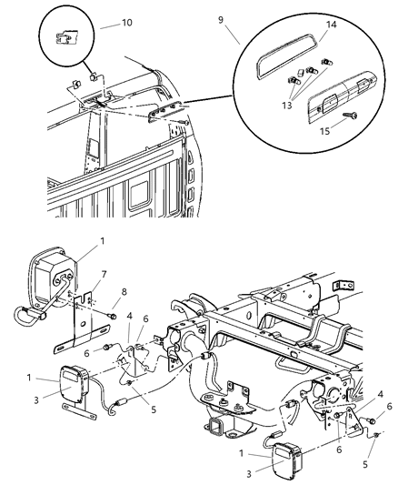 2007 Dodge Ram 3500 Cab Chassis Lamps - Rear Diagram