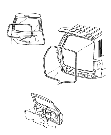 2001 Jeep Grand Cherokee Door, Rear Tail Gate Weatherstrips & Seals Diagram