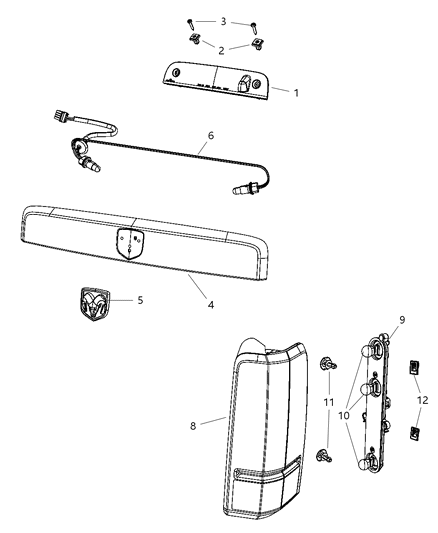 2008 Dodge Nitro Lamp Tail Stop Backup Diagram for 55157160AD