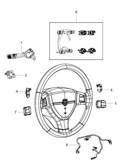 2012 Ram 3500 Pickup Switches - Steering Column & Wheel Diagram