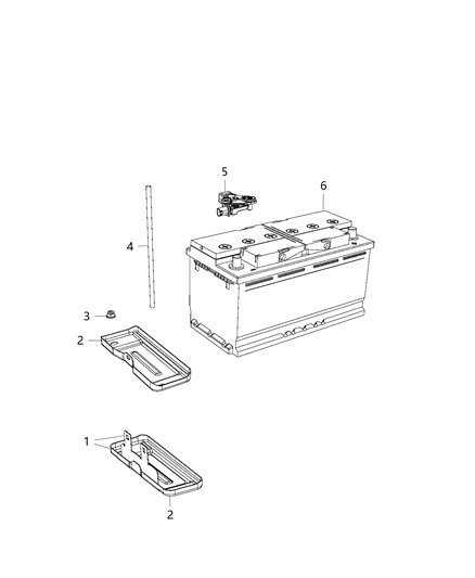 2018 Jeep Grand Cherokee Battery, Tray, And Support Diagram 2 - Thumbnail