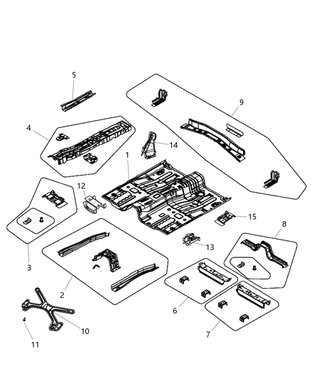 2014 Chrysler 200 Front Floor Pan Diagram for 5076465AB