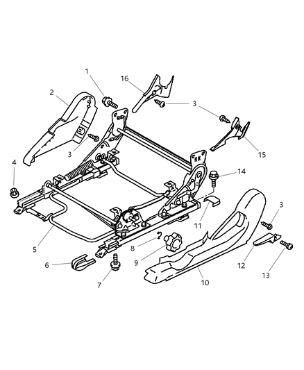 2002 Chrysler Sebring Coupe Adjuster, Shields And Attaching Parts, Left With Height Control Diagram