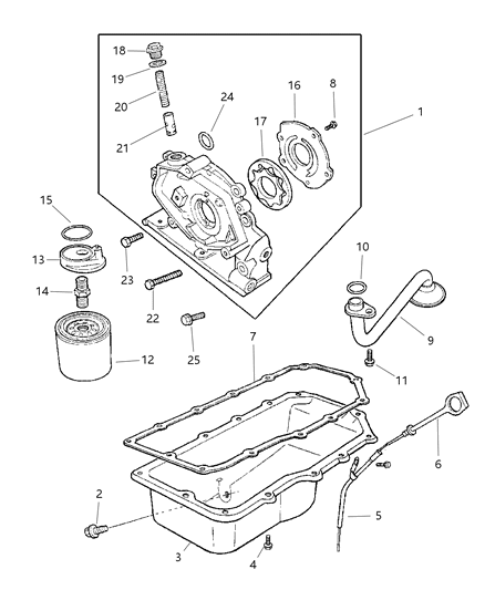 2000 Dodge Neon Engine Oiling Diagram 1 - Thumbnail