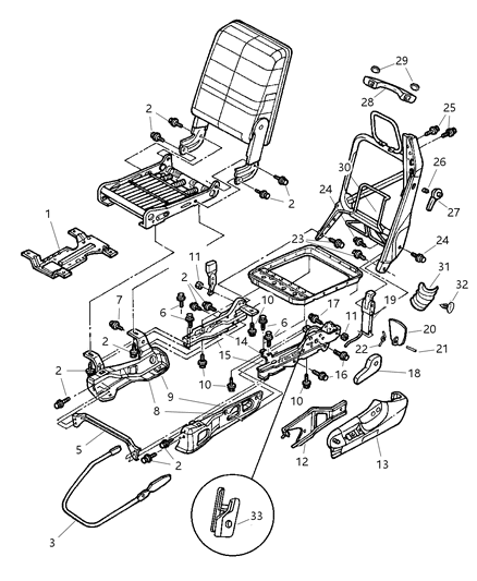 2001 Dodge Ram 1500 Bellows Seat Mechanism Diagram for 5010197AA