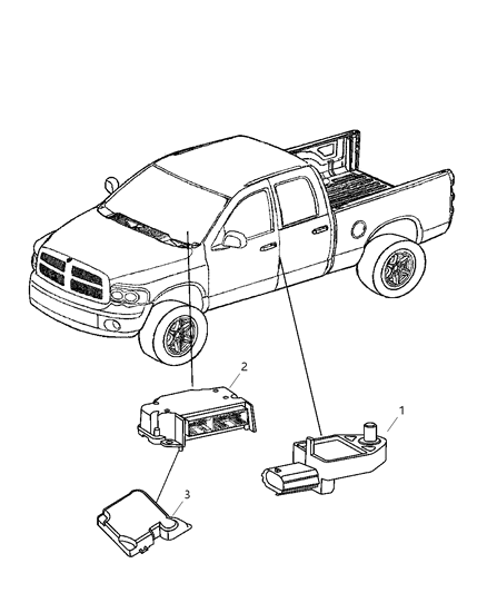 2007 Dodge Ram 3500 Pickup Air Bag Modules & Sensors Diagram