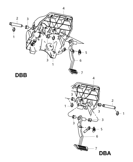 2019 Ram 3500 Cab Chassis(<10K lb.) Pedal, Brake Diagram 1 - Thumbnail
