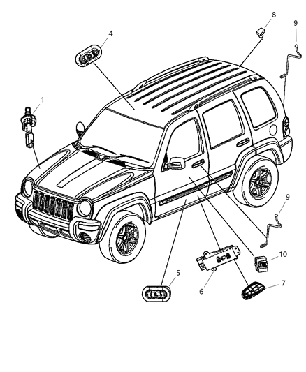 2003 Jeep Liberty Lock Switch, Front Diagram for 56010092AA