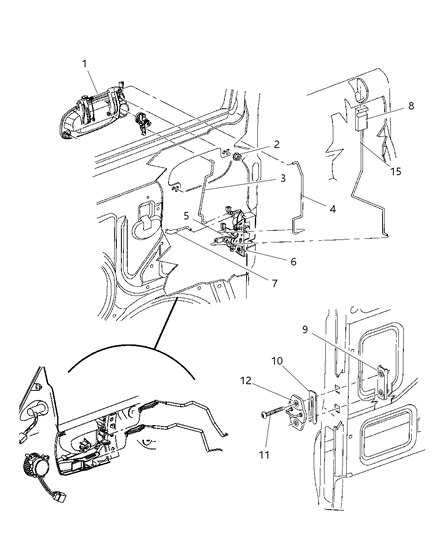 2000 Dodge Dakota Latch Front Door Diagram for 55256713AB