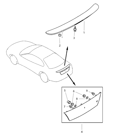 1998 Chrysler Sebring Finish Panel Diagram for MR296324
