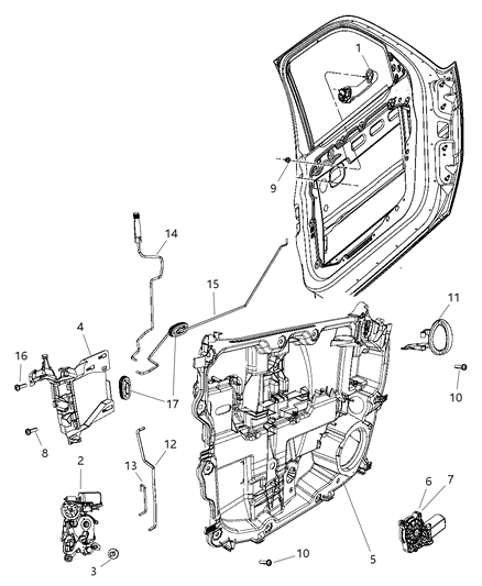 2010 Dodge Nitro Door, Front, Lock And Controls Diagram