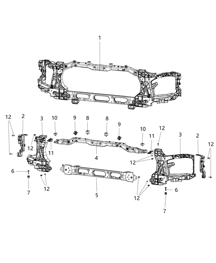 2013 Ram 3500 Pickup Radiator Support Diagram