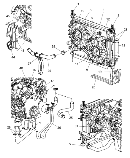 2005 Chrysler 300 Hose Radiator Inlet Diagram for 4596763AB