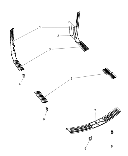 2008 Chrysler Pacifica Cowl Trim, Driver Side Diagram for TW39BD1AD