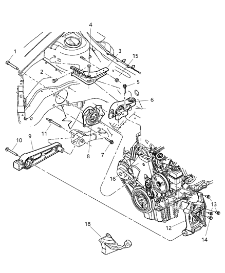 2005 Dodge Neon Engine Bracket Diagram for 5274500AB