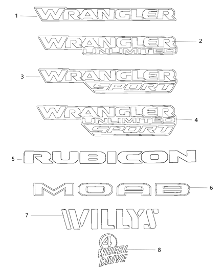 2020 Jeep Wrangler Decal, Silver, Front Diagram for 6GP10CA1AB