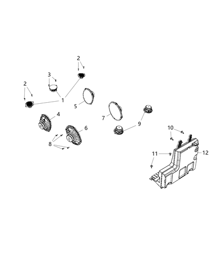 2020 Ram 1500 New Style Speakers, Amplifier And Sub Woofer Diagram 3 - Thumbnail