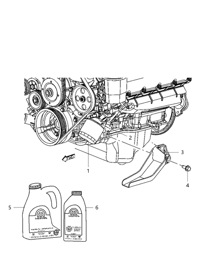 2009 Dodge Durango Engine Oil , Oil Filter And Connector & Adapter And Splash Guard Diagram 2 - Thumbnail