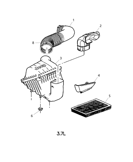 2007 Jeep Liberty Hose Air Cleaner Diagram for 53013907AA