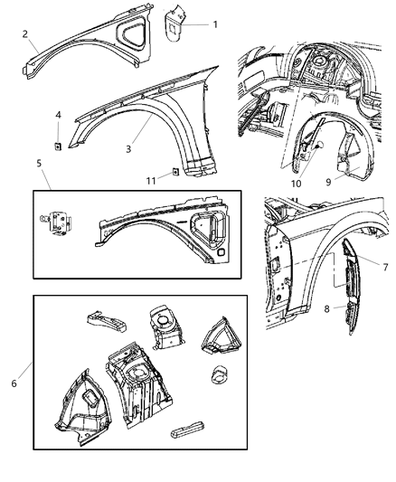 2011 Chrysler 300 Fender Front Diagram for 55113438AB