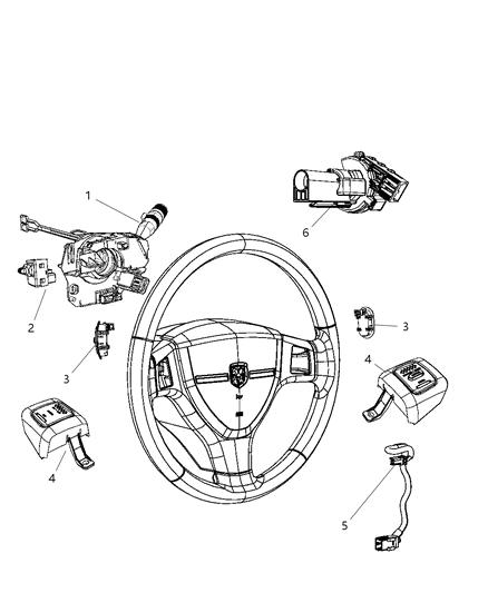 2009 Dodge Ram 3500 Cab Chassis Switches - Steering Column & Wheel Diagram