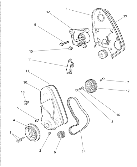 1998 Chrysler Sebring Convertible Timing Belt & Cover Diagram 1 - Thumbnail