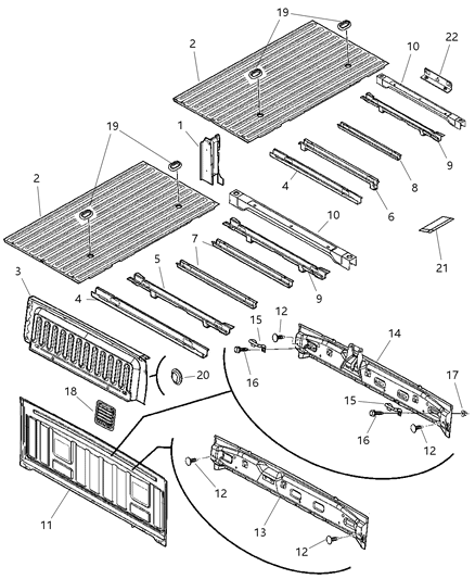 2003 Dodge Ram 2500 Crossmember Rear Box Diagram for 55276450AA