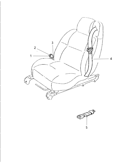 2005 Chrysler Sebring Seat Belt Front Inner Diagram for YP401BPAD
