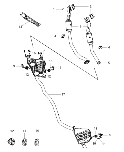 2013 Jeep Grand Cherokee Muffler And Tailpipe Exhaust Diagram for 68083404AH