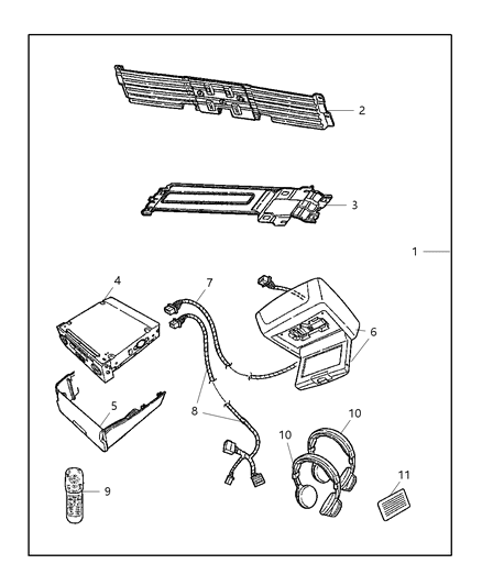 2006 Jeep Grand Cherokee Media System Monitor With DVD Diagram for 56038784AF