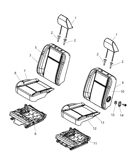 2007 Dodge Ram 3500 Cab Chassis Front, Cloth, Bucket Diagram