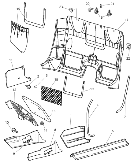 2004 Chrysler Crossfire Guard Door Edge Diagram for 5097386AA