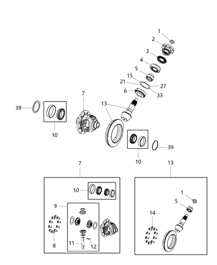 2021 Jeep Wrangler Differential Assembly, Front Diagram 1 - Thumbnail