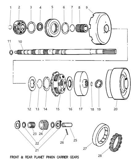 1999 Dodge Ram 2500 Regular Cab Gear Train & Intermediate Shaft Diagram 3 - Thumbnail
