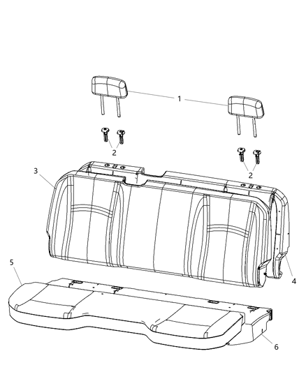 2020 Ram 3500 Cab Chassis Rear Seat, Bench Diagram