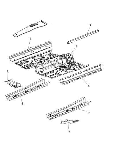 2012 Dodge Caliber Floor Pan, Front Diagram for 5183908AD
