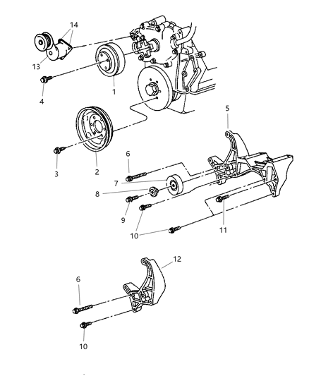 1998 Dodge Ram 2500 Regular Cab Drive Pulleys Diagram 1 - Thumbnail