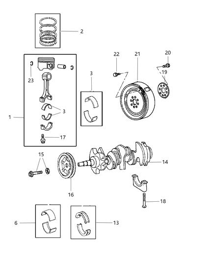 2005 Chrysler Sebring Sedan & Convertible Crankshaft , Piston , Drive Plate & Torque Converter Diagram 4 - Thumbnail