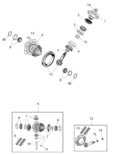 2018 Jeep Wrangler All-new Model Differential Assembly of Front Axle; Differential And Drive Line Diagram