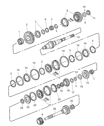 2001 Dodge Ram 3500 Quad & Club Cab Gear Train of Manual Transmission Diagram 2 - Thumbnail