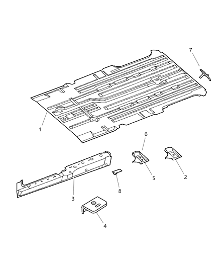 2005 Chrysler Town & Country Pan Package Floor Diagram for 5019511AB