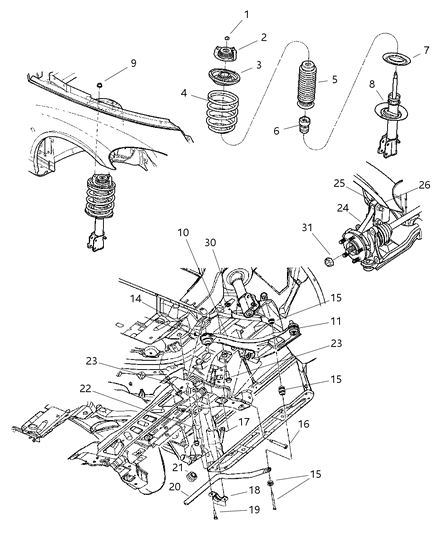 2001 Chrysler PT Cruiser Knuckle, Front Driver Side Diagram for 4656757AB